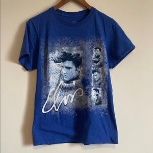 Elvis Presley Blue Graphic Tee Small Shirt Graceland Merch Music Rock Blues
